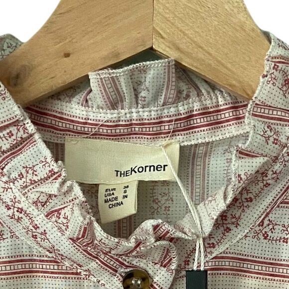 NWT The Korner Front Button Ruffle Cottage Long Sleeve Blouse in Size Small - Picture 5 of 11